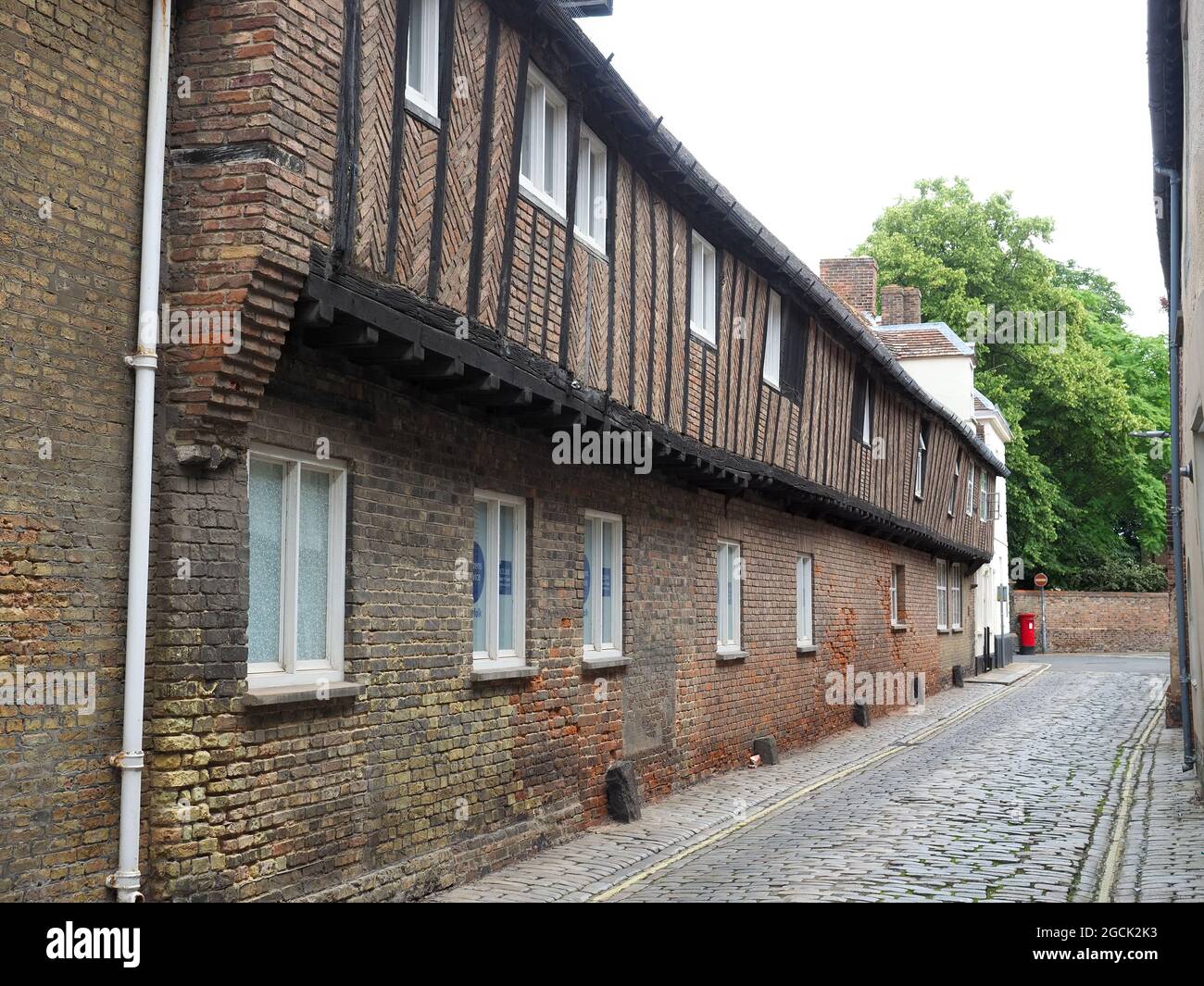 View looking along St Margaret's Lane in the old historic area of King's Lynn in Norfolk UK Stock Photo