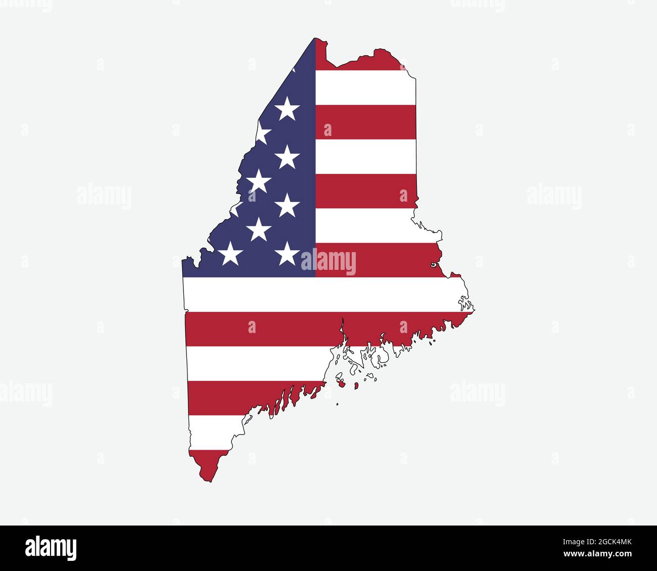 Maine Map on American Flag. ME, USA State Map on US Flag. EPS Vector Graphic Clipart Icon Stock Vector