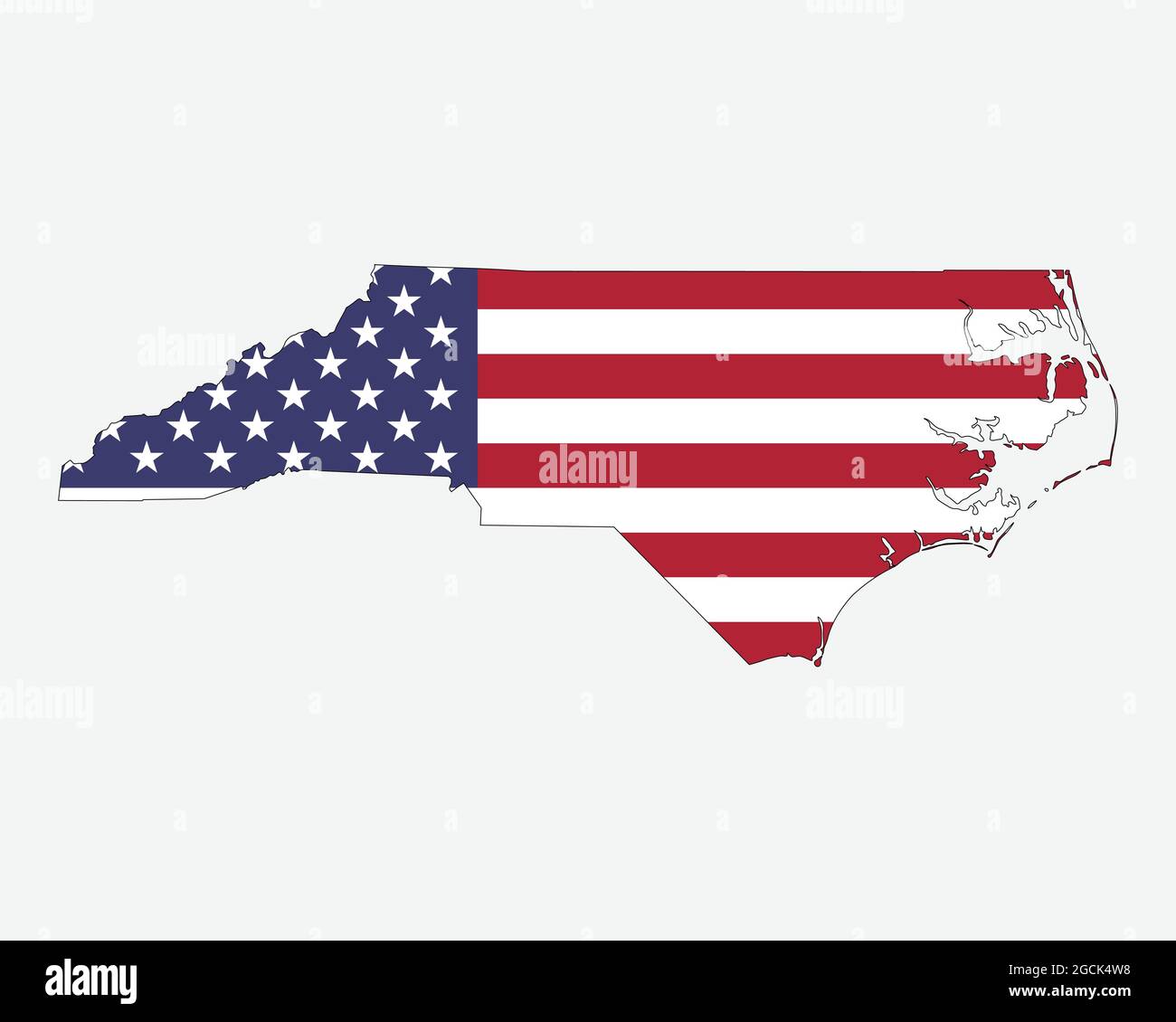 North Carolina Map on American Flag. NC, USA State Map on US Flag. EPS Vector Graphic Clipart Icon Stock Vector