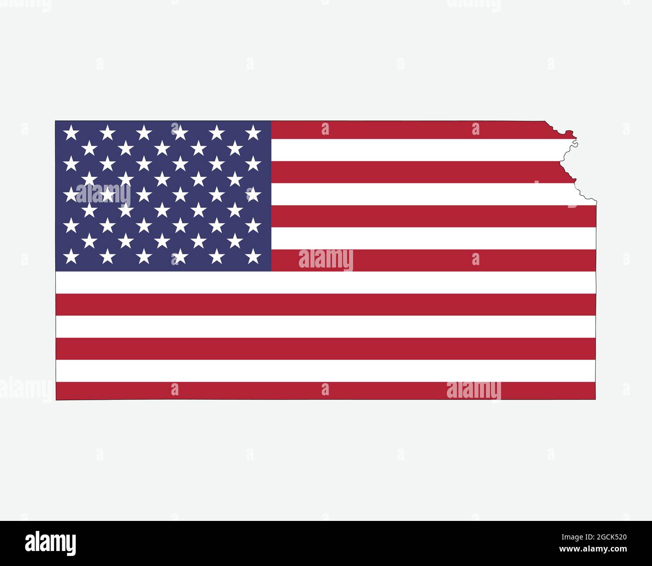 Kansas Map on American Flag. KS, USA State Map on US Flag. EPS Vector Graphic Clipart Icon Stock Vector