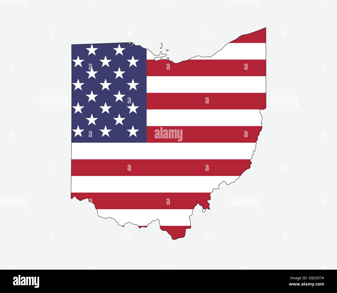 Ohio Map on American Flag. OH, USA State Map on US Flag. EPS Vector ...