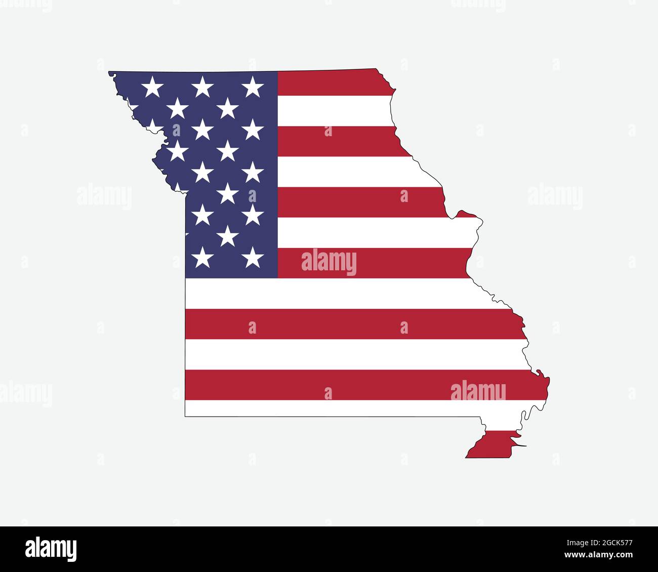 Missouri Map on American Flag. MO, USA State Map on US Flag. EPS Vector Graphic Clipart Icon Stock Vector