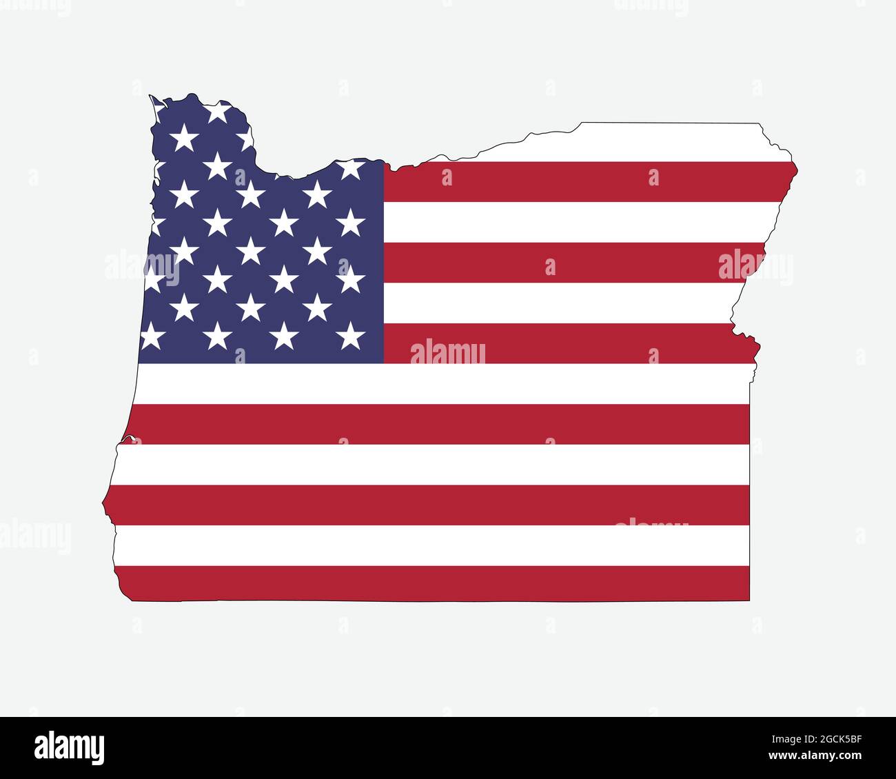 Oregon Map on American Flag. OR, USA State Map on US Flag. EPS Vector Graphic Clipart Icon Stock Vector