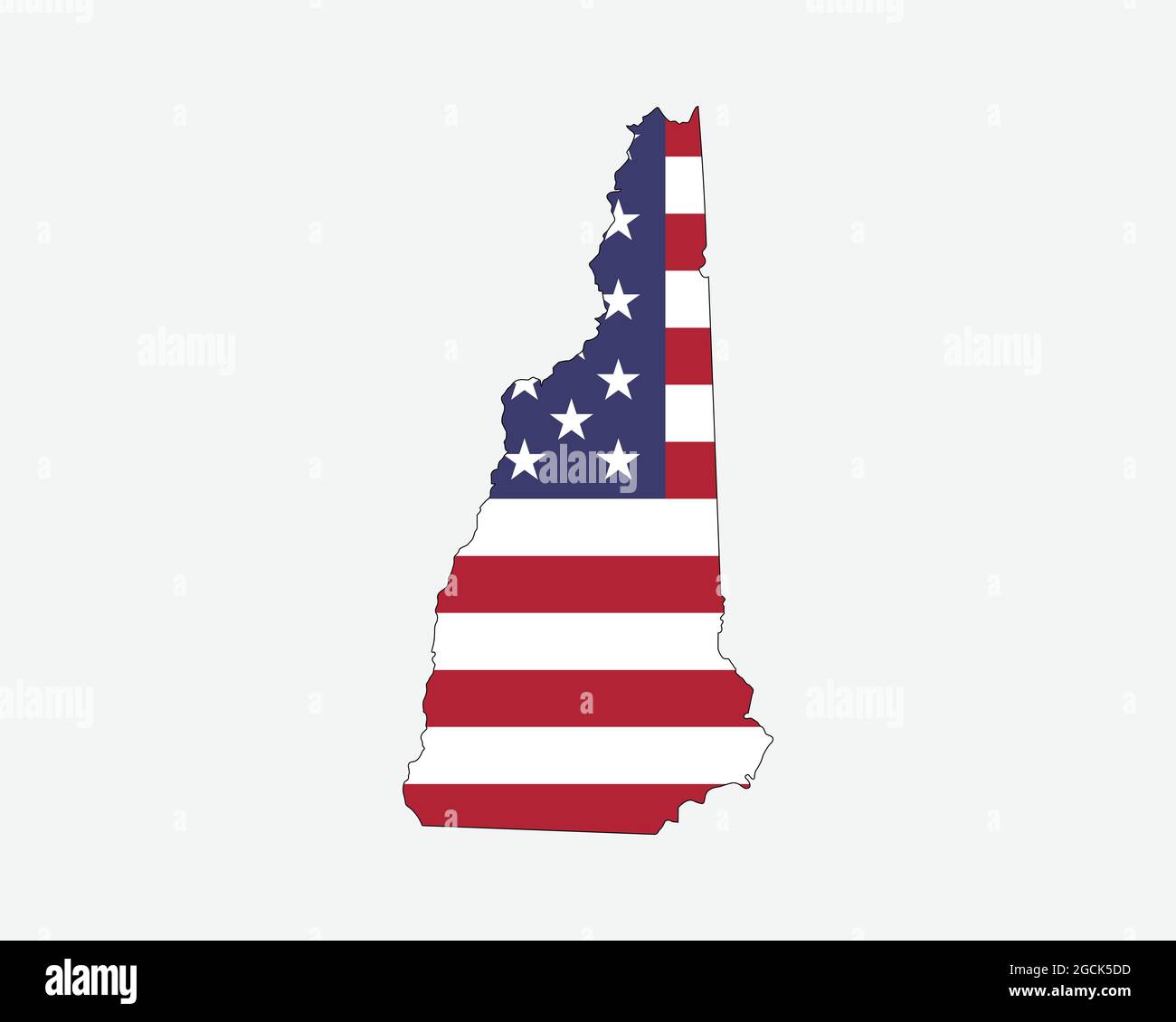 New Hampshire Map on American Flag. NH, USA State Map on US Flag. EPS Vector Graphic Clipart Icon Stock Vector