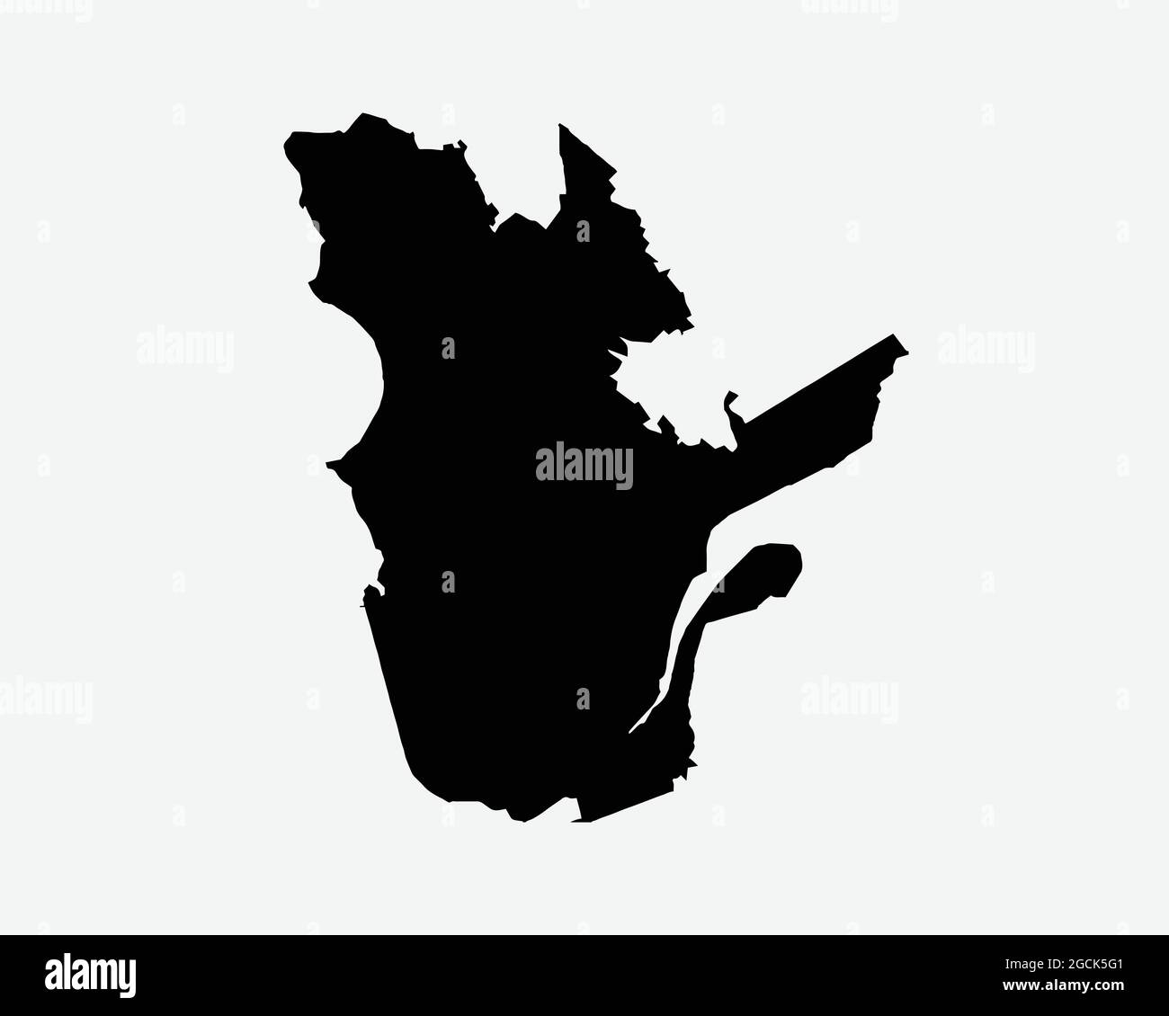 Quebec Canada Map Black Silhouette. QC, Canadian Province Shape Geography Atlas Border Boundary. Black Map Isolated on a White Background. EPS Vector Stock Vector
