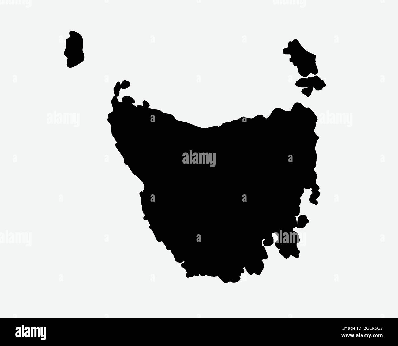 Tasmania Australia Map Black Silhouette. TAS, Australian State Shape Geography Atlas Border Boundary. Black Map Isolated on a White Background. EPS Ve Stock Vector