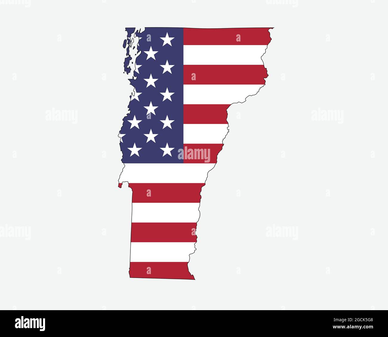 Vermont Map on American Flag. VT, USA State Map on US Flag. EPS Vector Graphic Clipart Icon Stock Vector