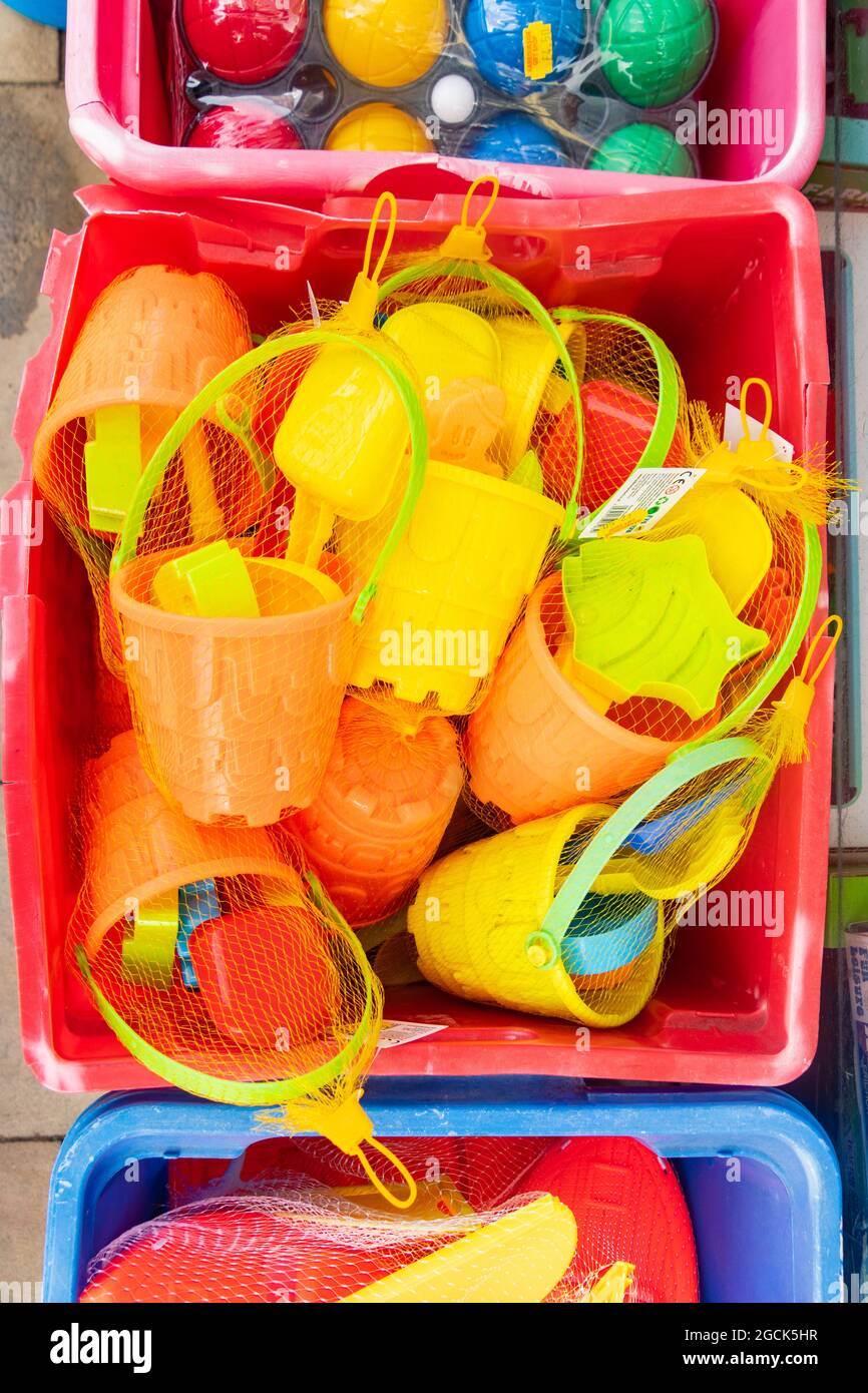 children's colourful plastic bucket and spade beach toys in Scarborough