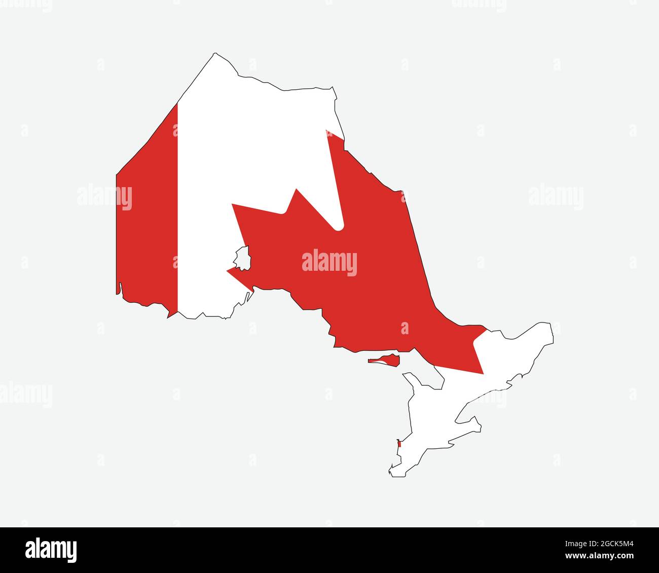 Ontario Map on Canadian Flag. ON, CA Province Map on Canada Flag. EPS