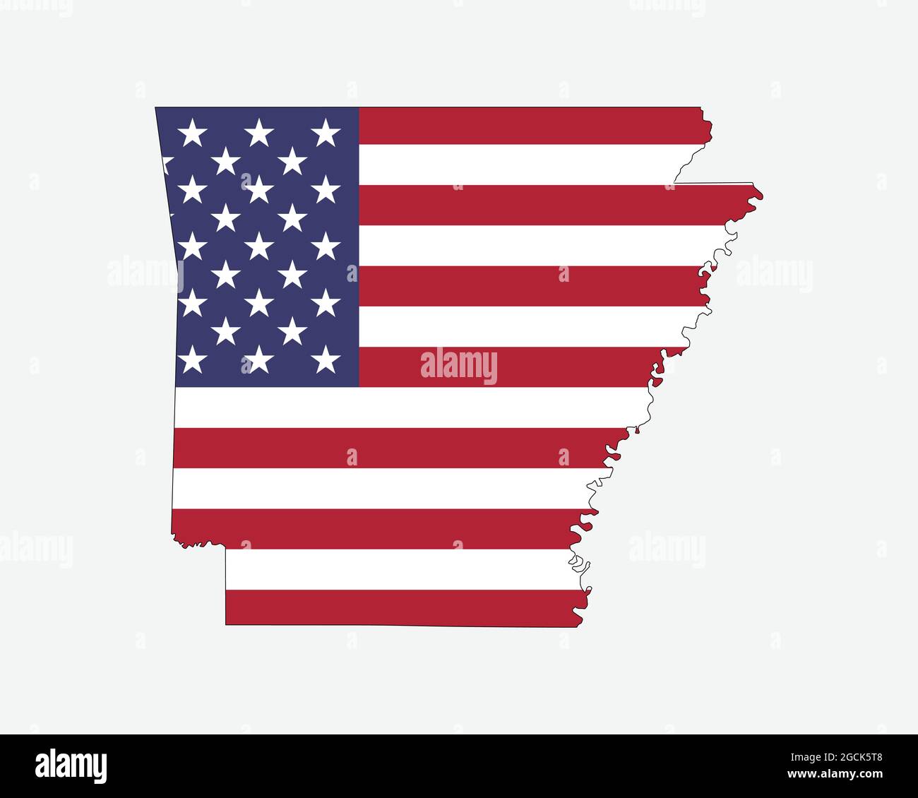 Arkansas Map on American Flag. AR, USA State Map on US Flag. EPS Vector Graphic Clipart Icon Stock Vector