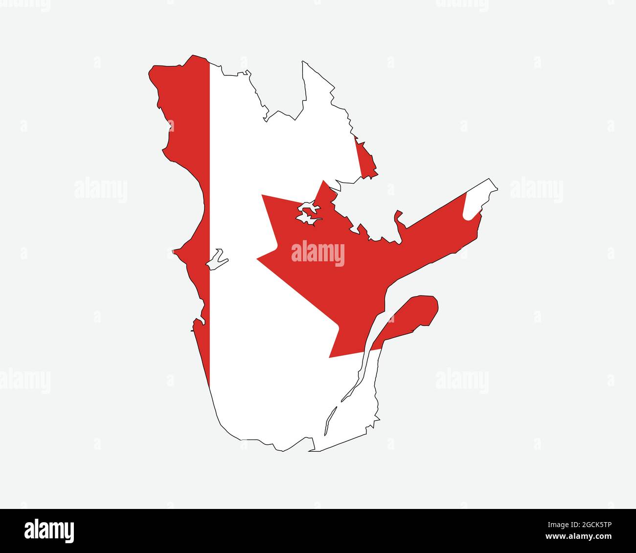 Quebec Map on Canadian Flag. QC, CA Province Map on Canada Flag. EPS Vector Graphic Clipart Icon Stock Vector