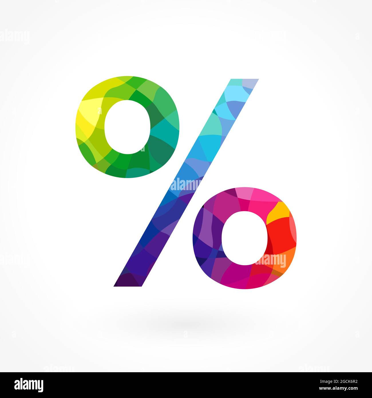 Percentage sign. Decorative colour icon for discount, sale and other business. Isolated abstract graphic design template. Stained-glass rainbow colore Stock Vector