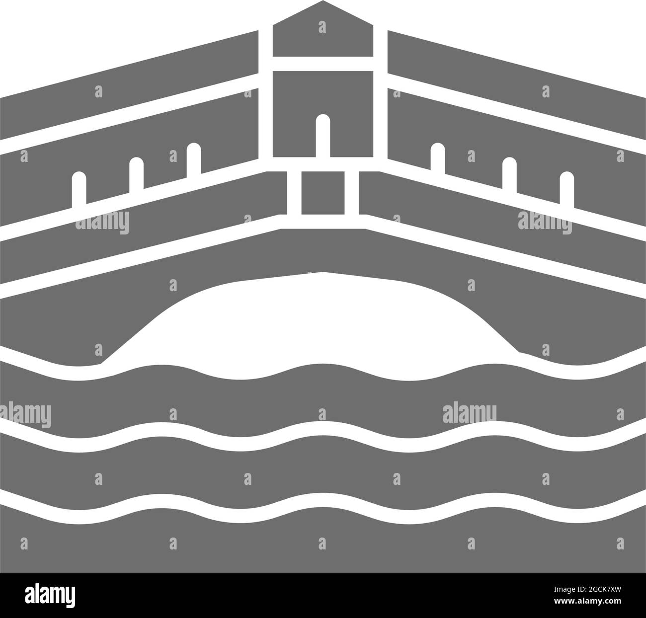 Rialto Bridge, landmark of Venice, Italy grey icon Stock Vector Image ...
