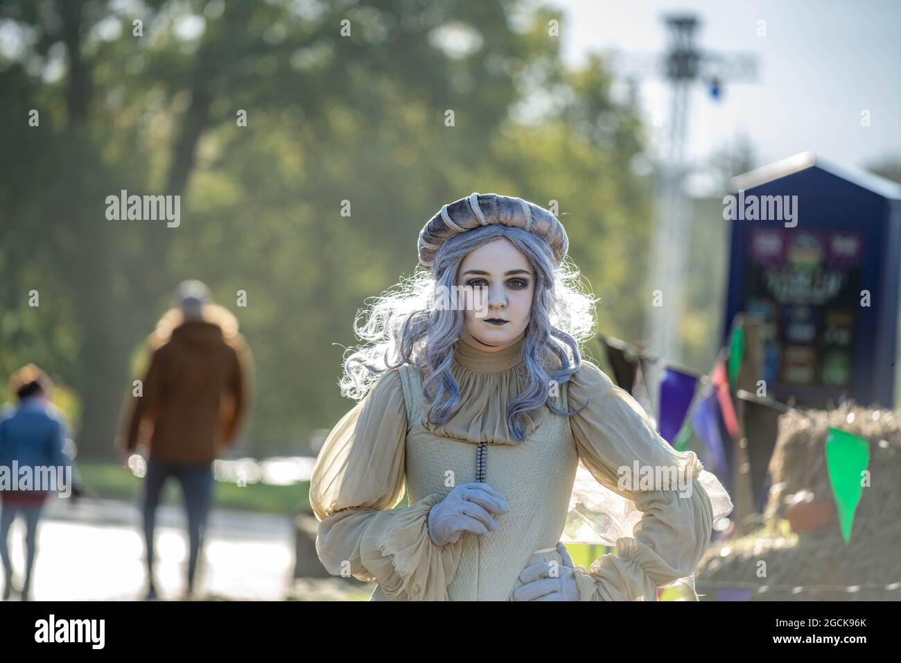 Alton Towers, Alton Ancestors Scare Actors and Towers Street Halloween Scarefest Stock Photo