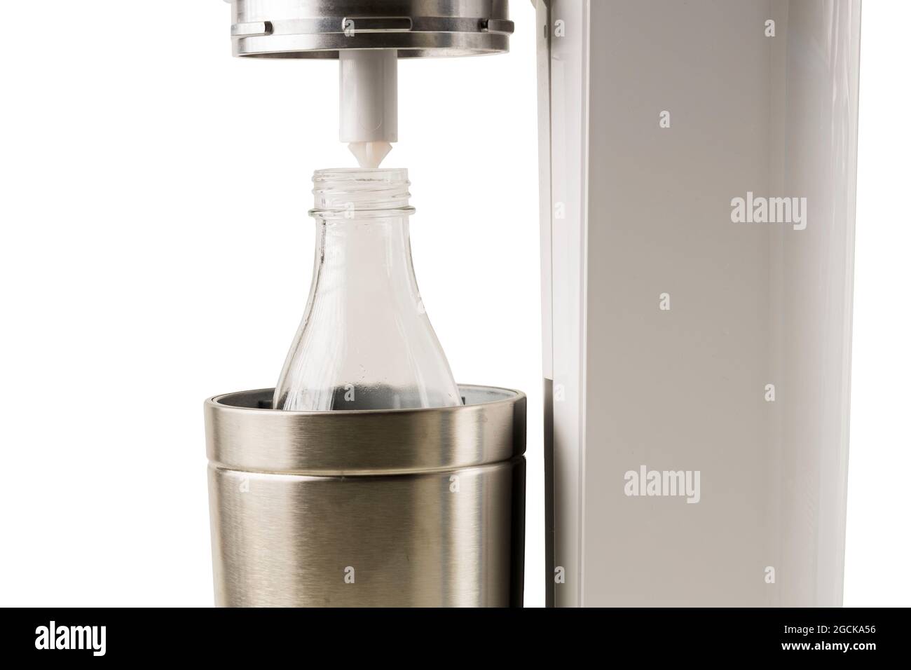 Close up inside view of soda stream machine. Sweden. Stock Photo