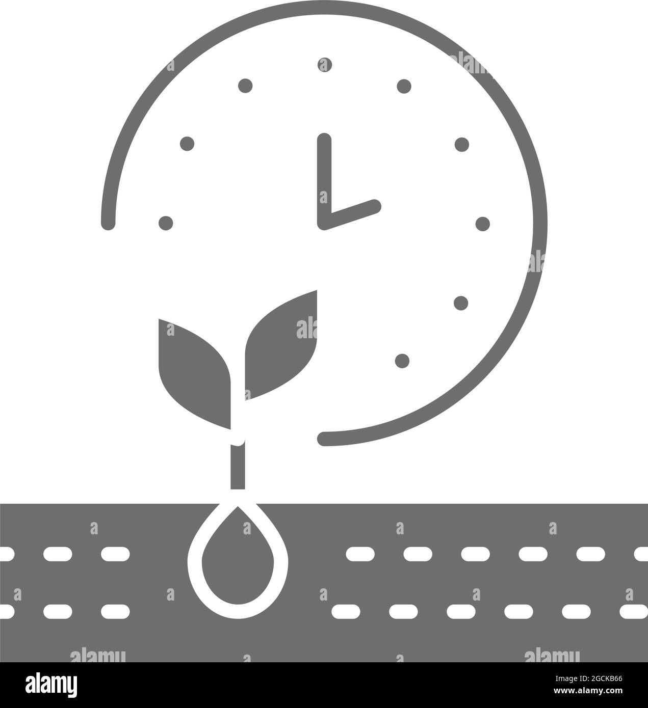 Plant ripening period, seed planting, agriculture grey icon. Stock Vector