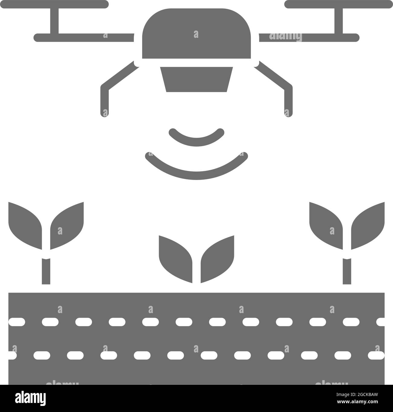 Drone control for seed planting, agriculture grey icon Stock Vector ...