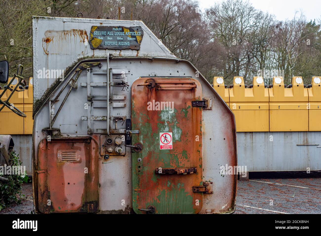 The Former Alton Towers Ride, Ripsaw , Dismantled in the Alton Towers Car Park in 2016 Huss Topspin Stock Photo