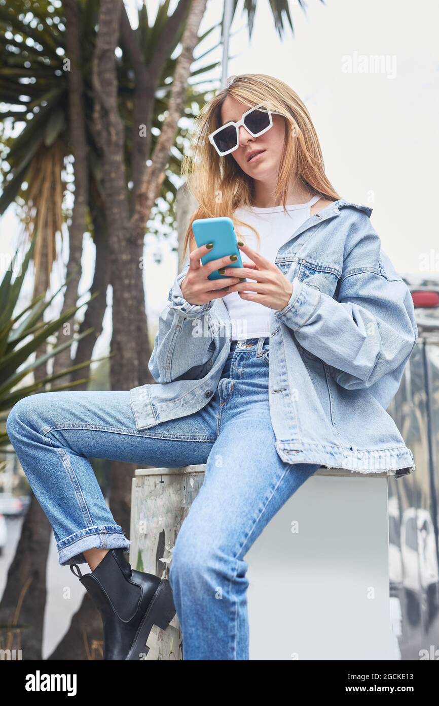 Denim top attire female