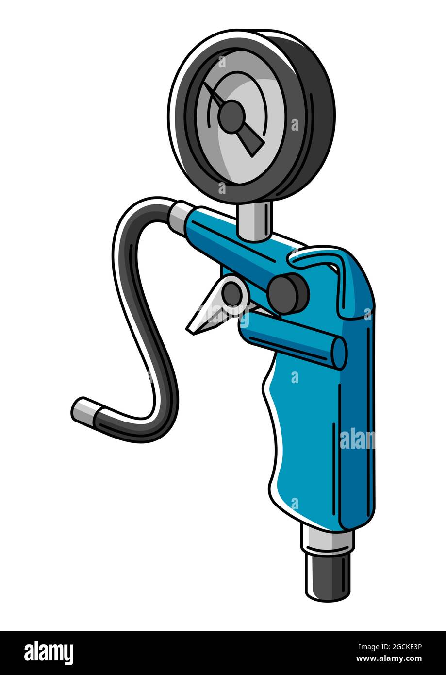 Illustration of car tire inflation pump. Auto center repair item
