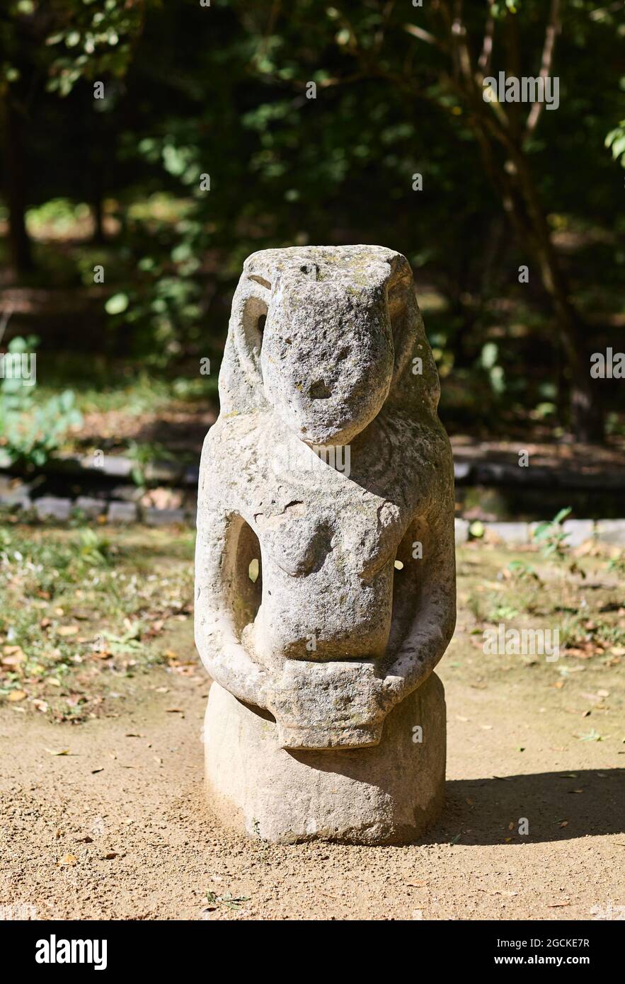Stone statue kurgan stelae. archaeology concept Stock Photo