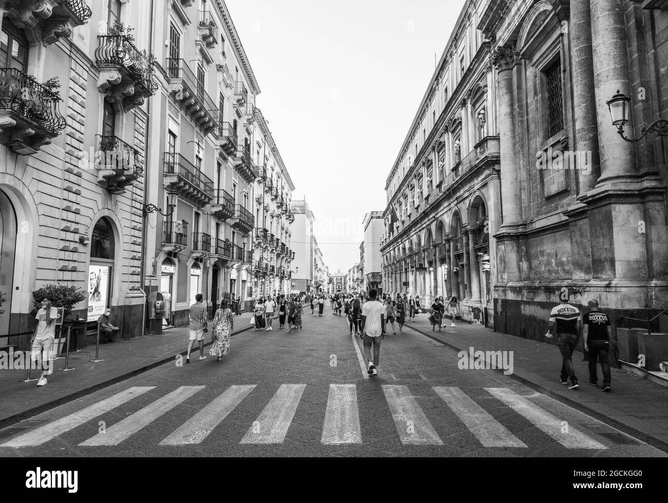 Catania (Sicilia, Italy) - The artistic historical center in the metropolitan city of Catania, Sicily region, during the summer. Stock Photo