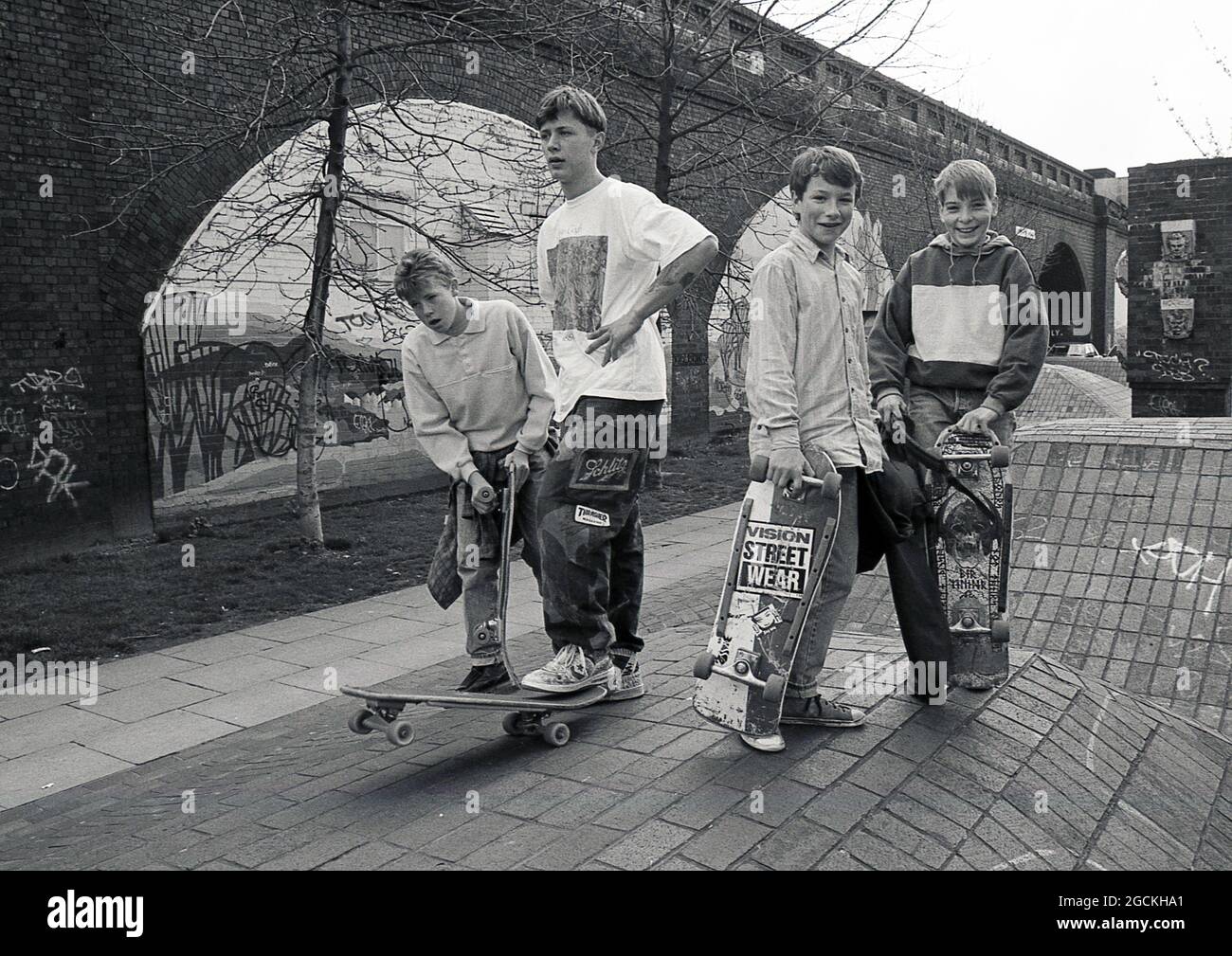 Skateboarders, Nottingham, UK 1989 Stock Photo