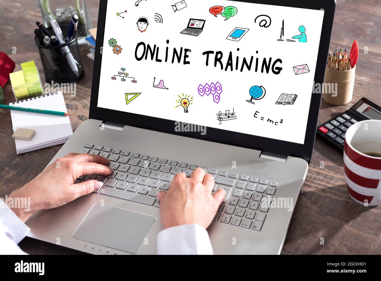 Online training concept shown on a laptop screen Stock Photo