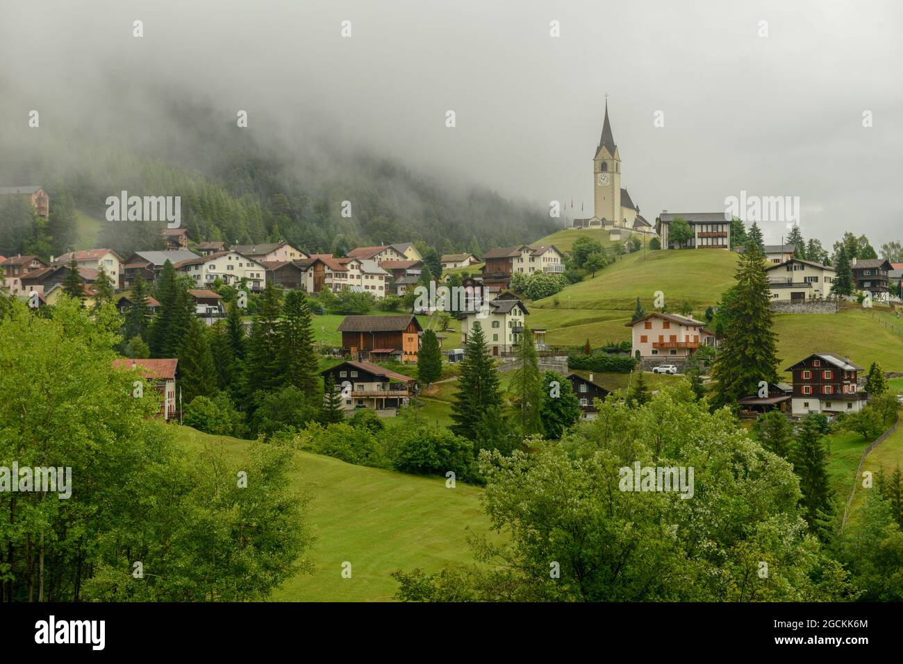 Schmitten, Switzerland - 8 July 2021: the village of Schmitten on the Swiss alps Stock Photo