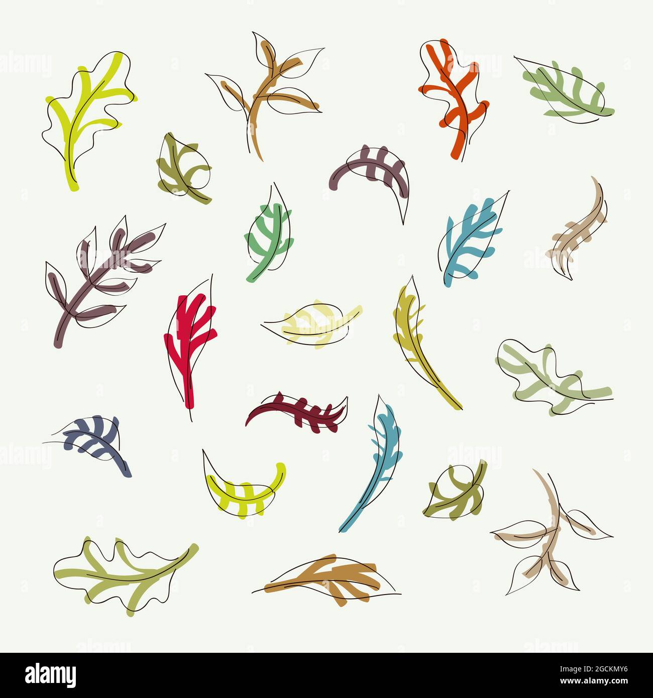 Set of hand drawn autumn leaves - vector illustration Stock Vector ...