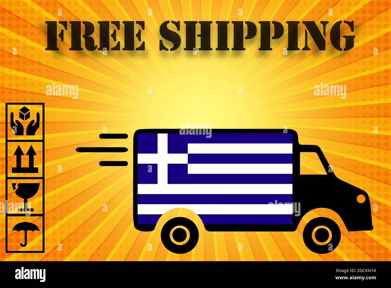 Greece Logistics Concept. black Commercial Industrial Cargo Delivery