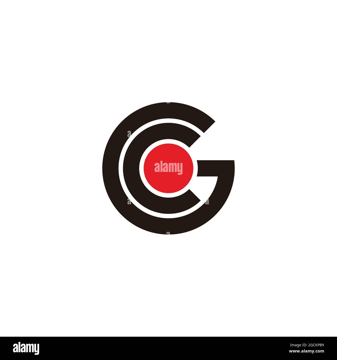 letter cg circle round motion line geometric logo vector Stock Vector