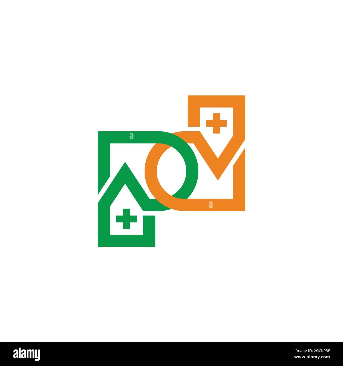 letter pd linked plus medical colorful logo vector Stock Vector