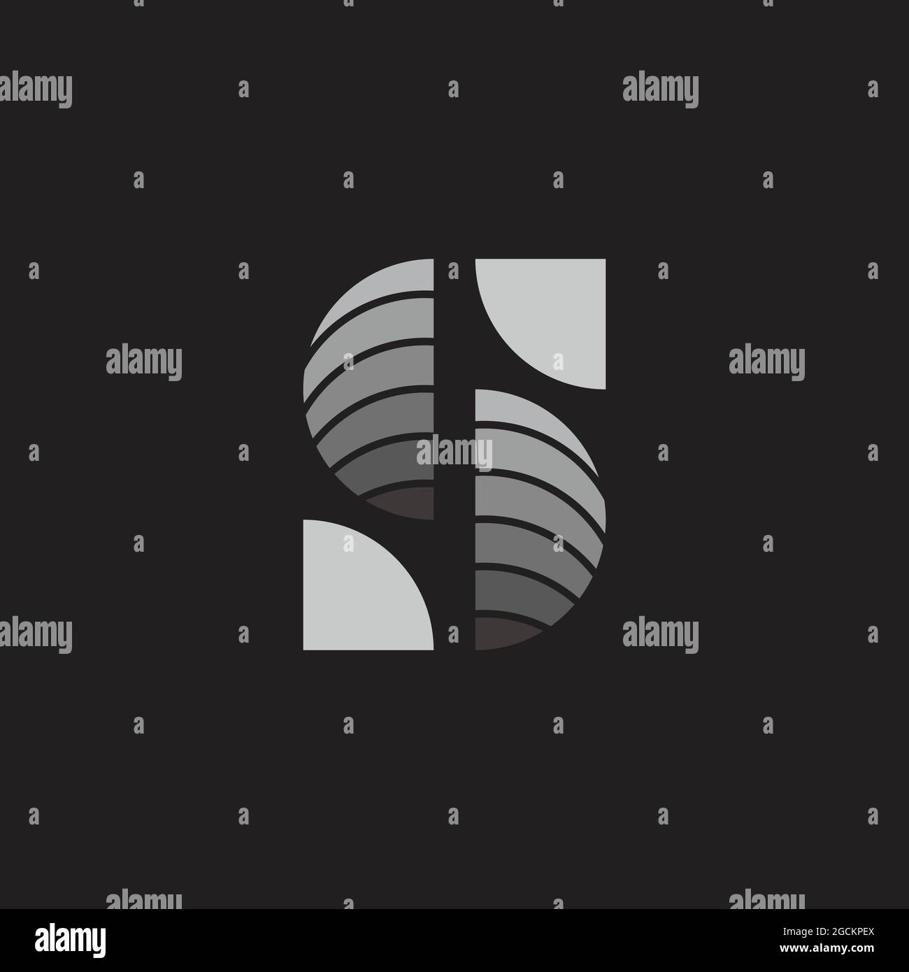 letter s 3d gradient stripe shape geometric logo vector Stock Vector