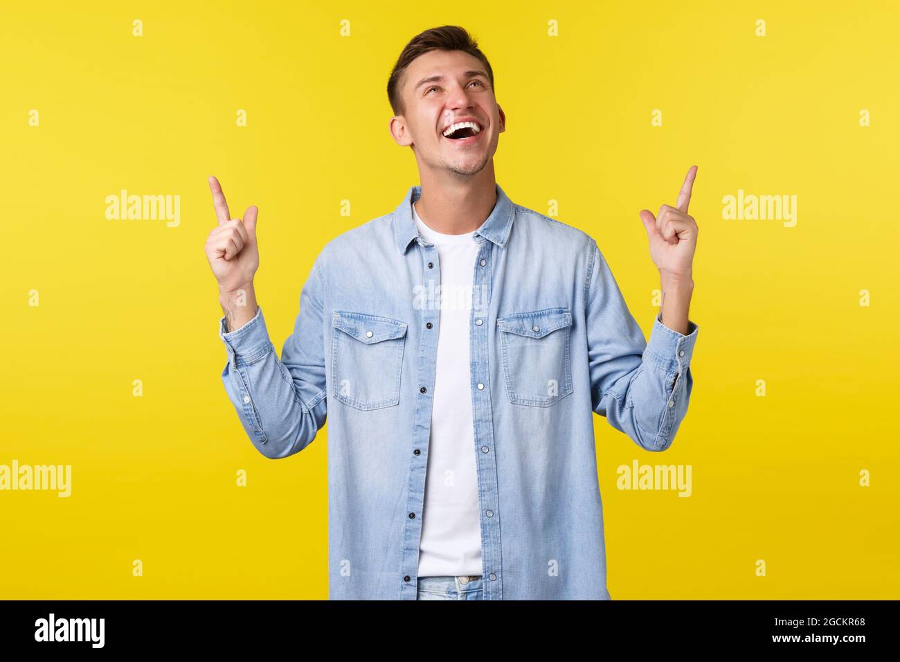 Happy Charismatic Blond Guy Laughing Out Loud And Smiling White Teeth