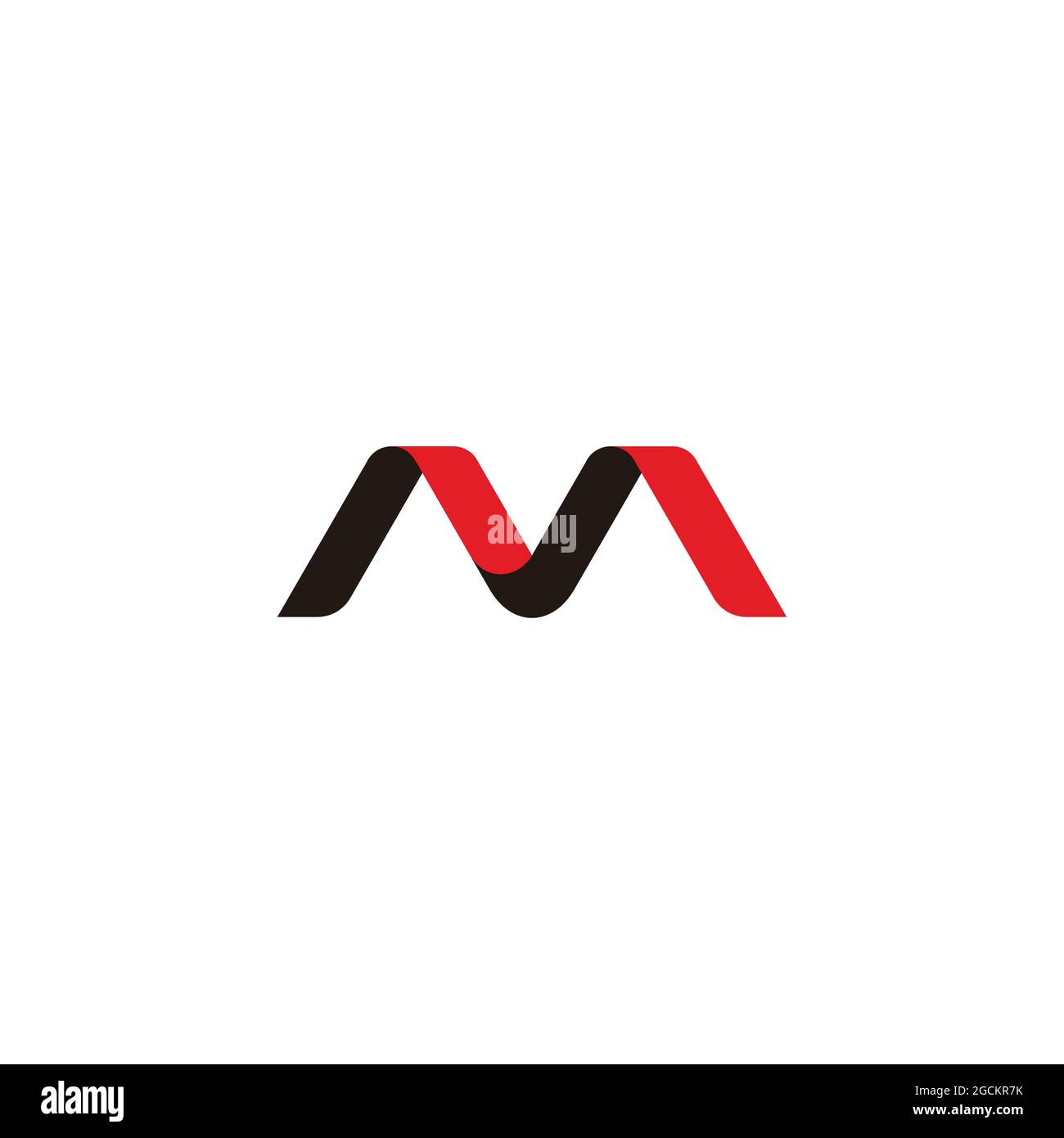 letter m 3d ribbon shadow logo vector Stock Vector