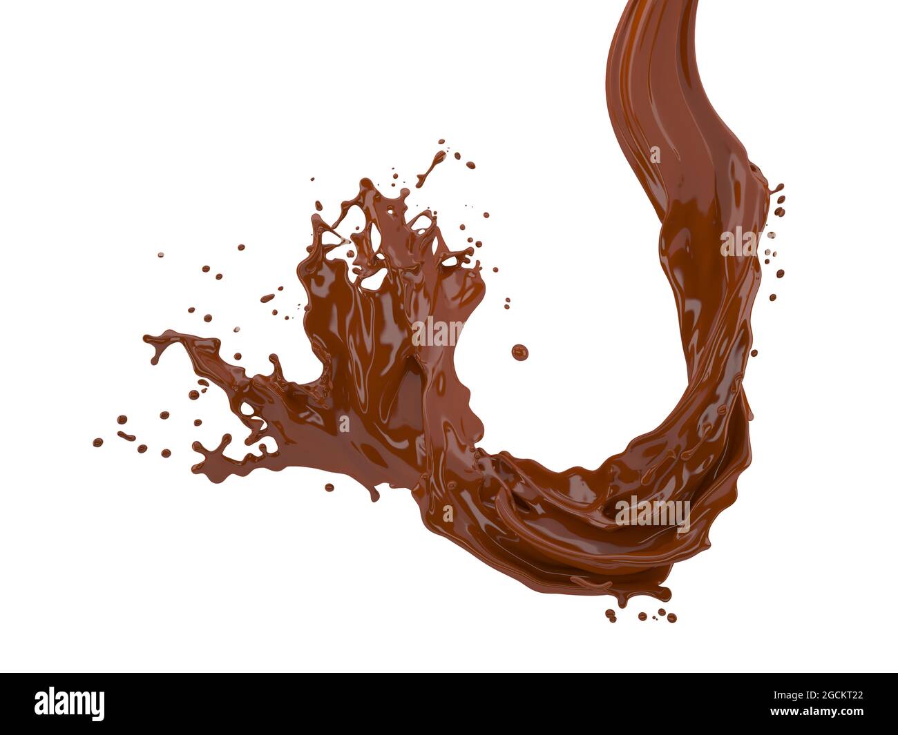 3d illustration of chocolate splash on white background with clipping ...