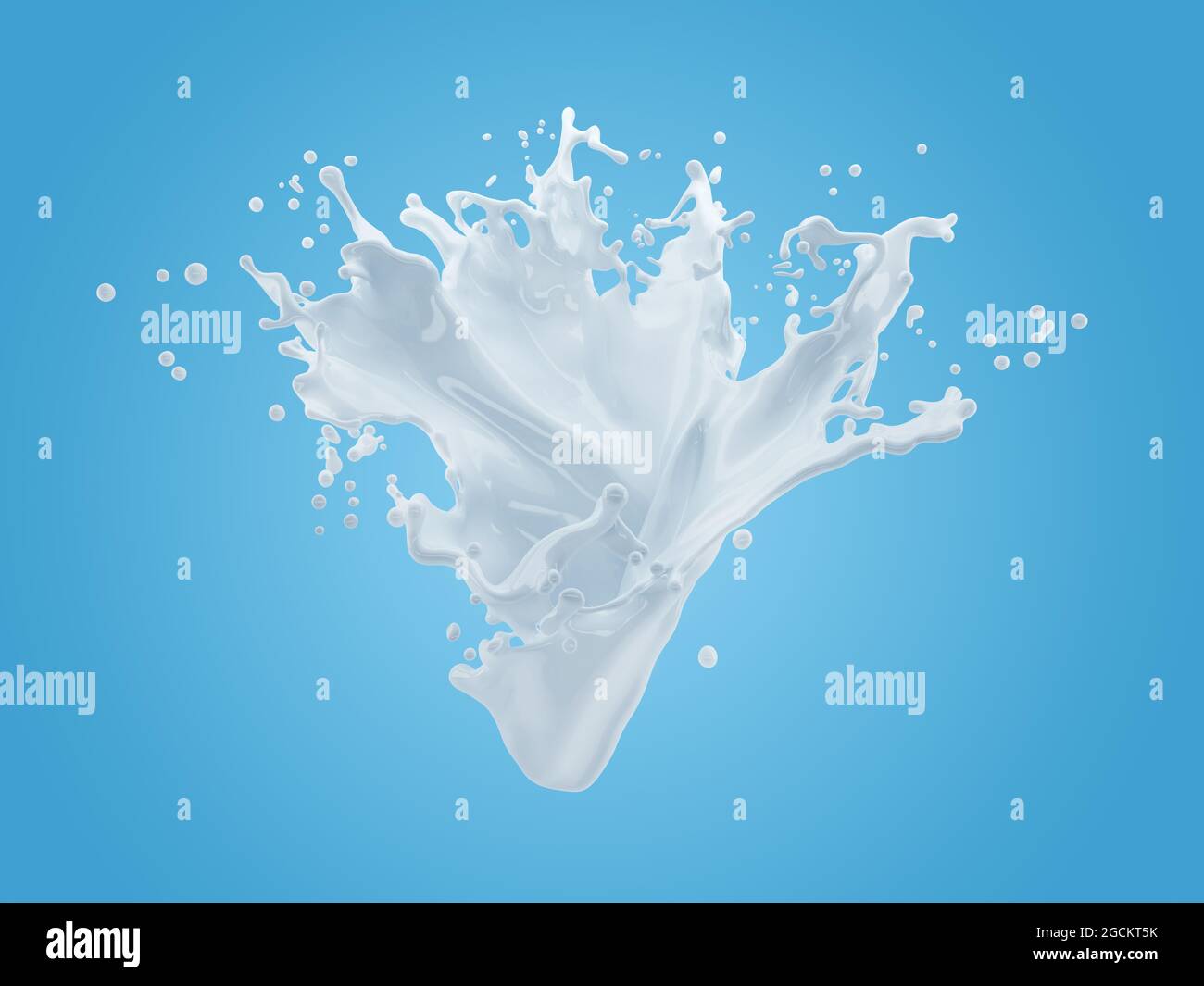 3d illustration of milk splash on gradient blue background with ...