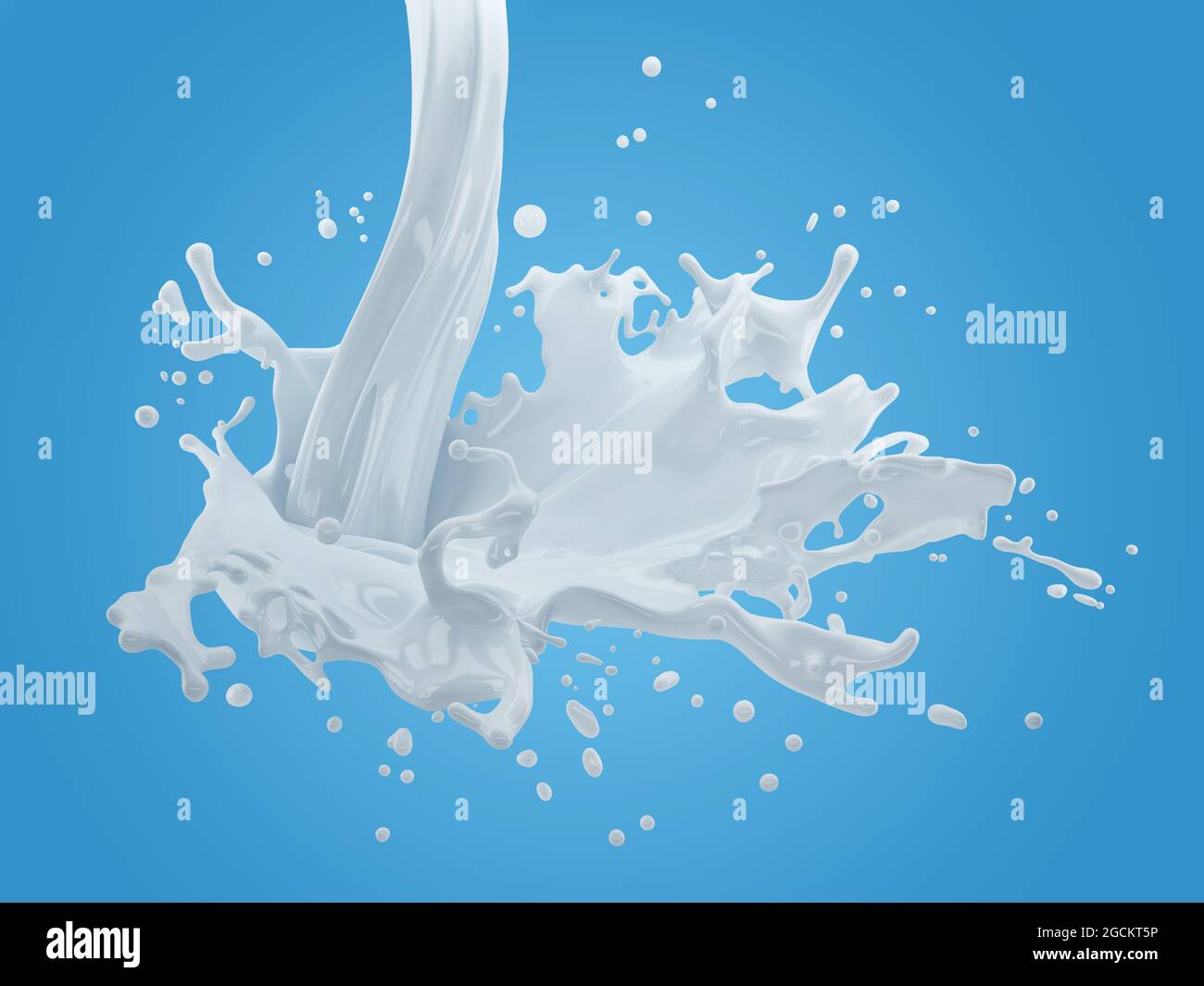 3d illustration of milk splash on gradient blue background with clipping  path Stock Photo - Alamy