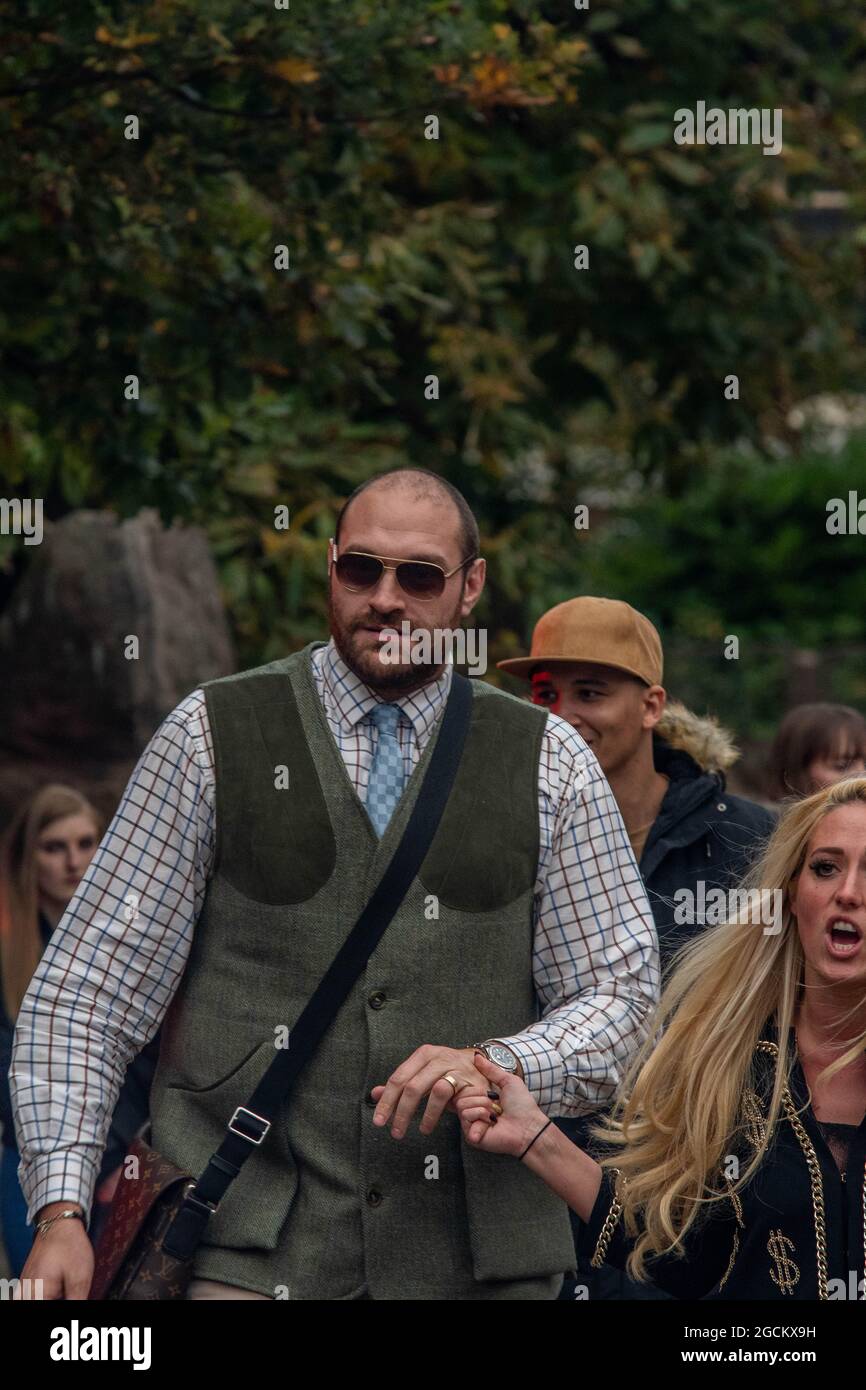 Tyson Luke  Fury & Paris Fury at Alton Towers Scarefest in 2016 Shortly Before he was banned for testing positive Enjoying a family day out Stock Photo