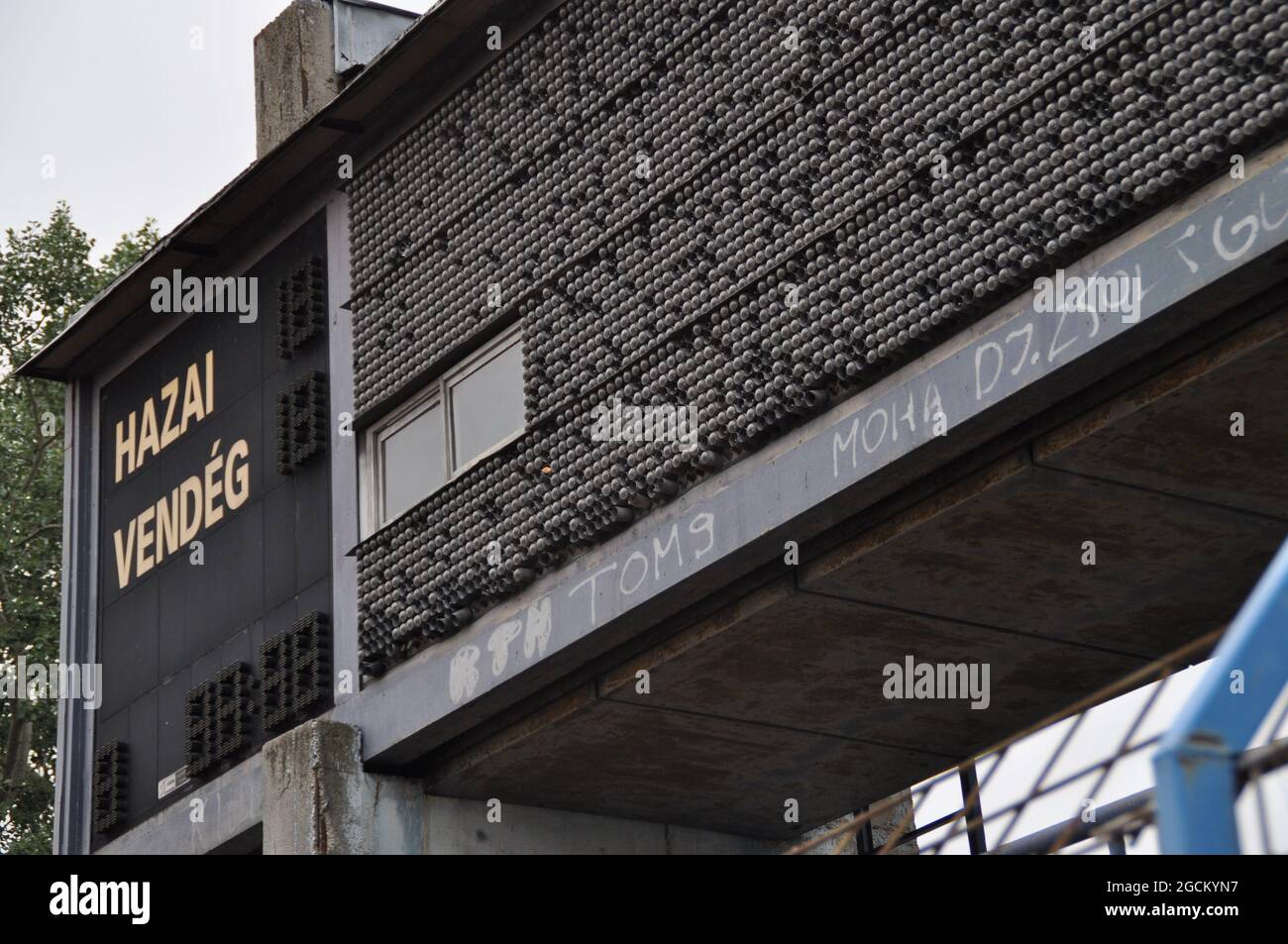 Old score board at Budai II. Laszlo Stadion of REAC, Budapest Stock Photo Alamy