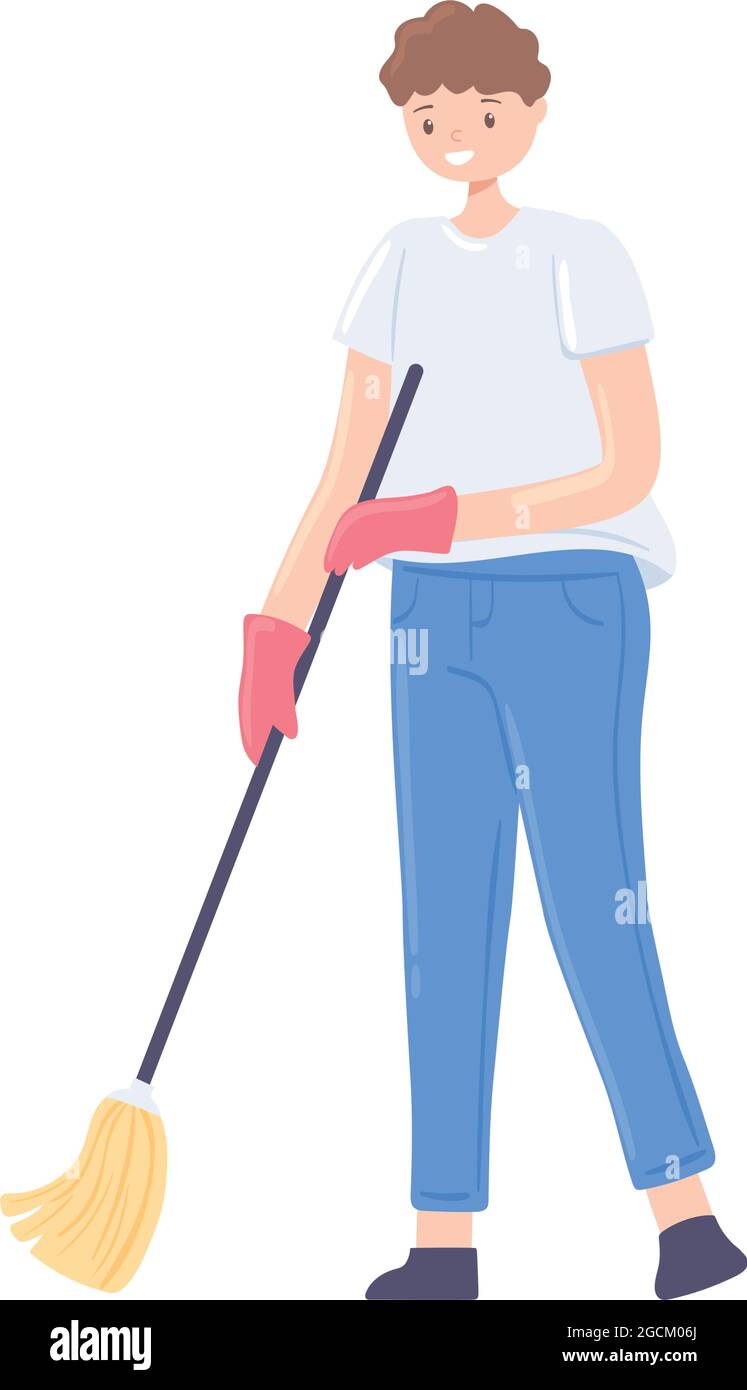 man wearing gloves mopping Stock Vector Image & Art Alamy