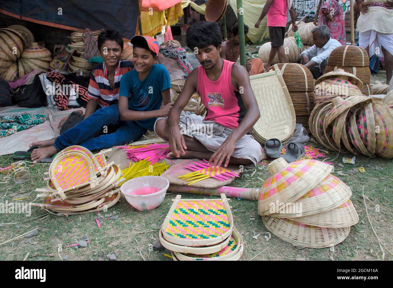 Craftsmen are preparing the cane crafts Stock Photo Alamy