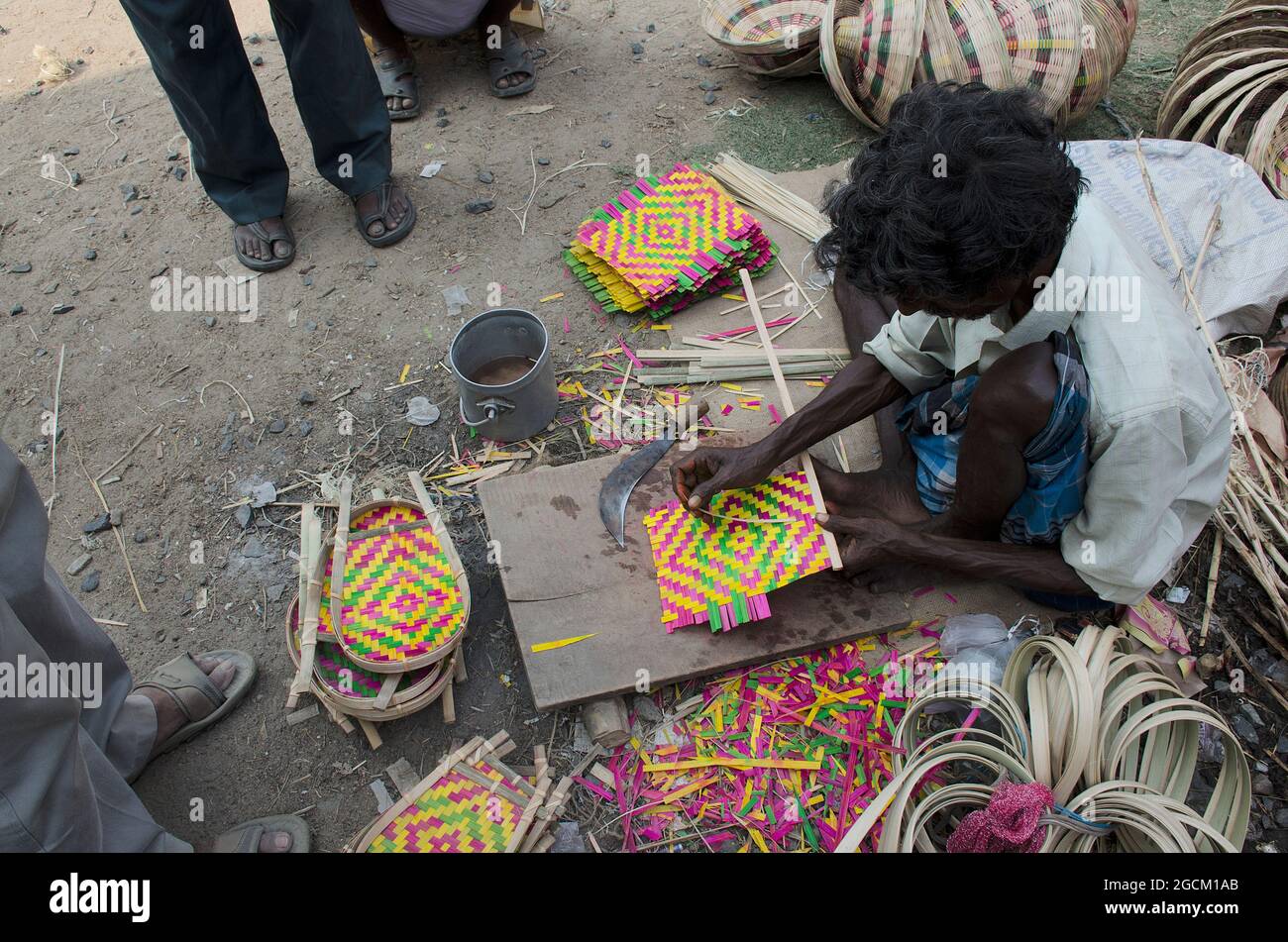 Craftsmen are preparing the cane crafts Stock Photo Alamy