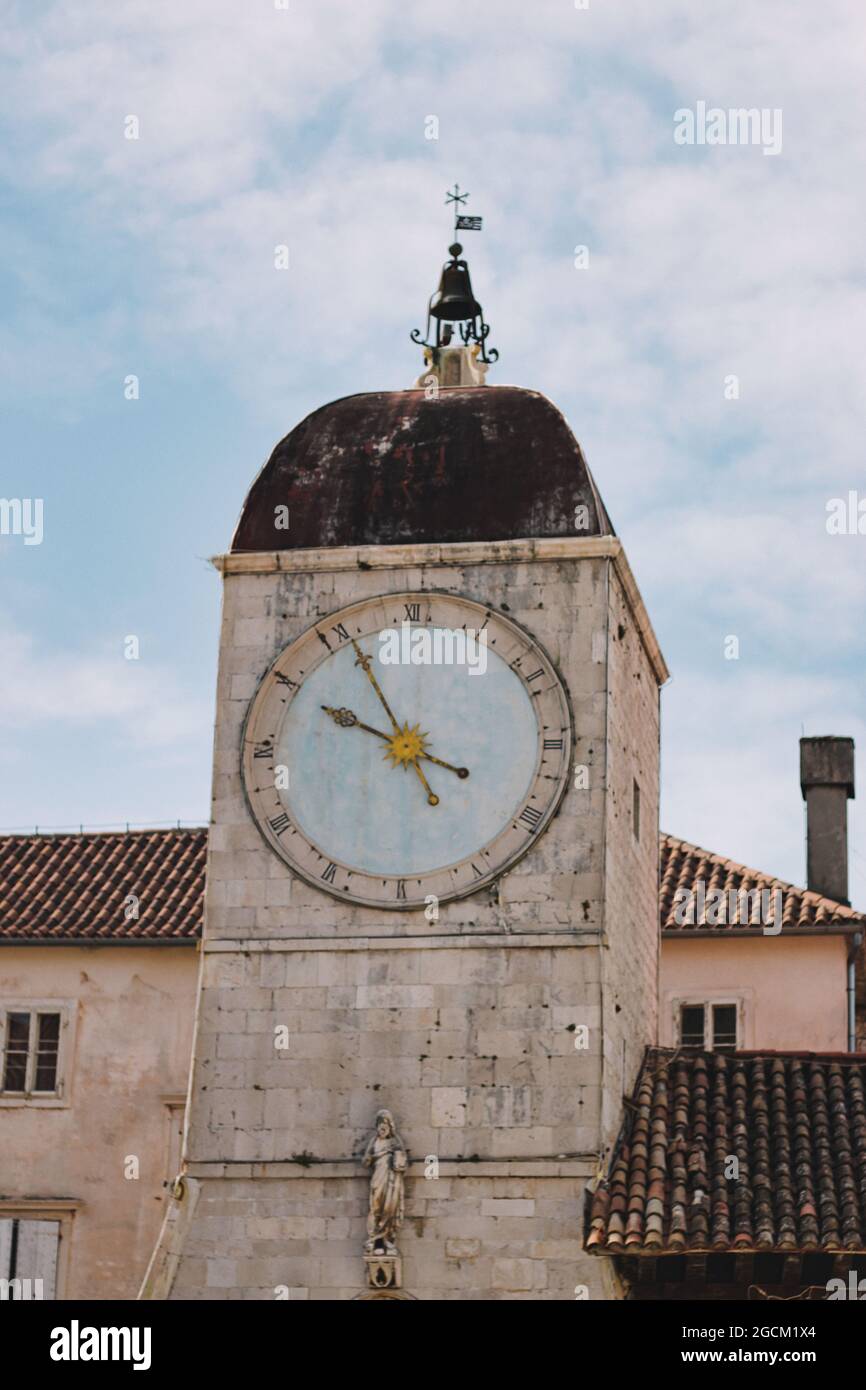 Trogir clock tower detail summer vacation Stock Photo
