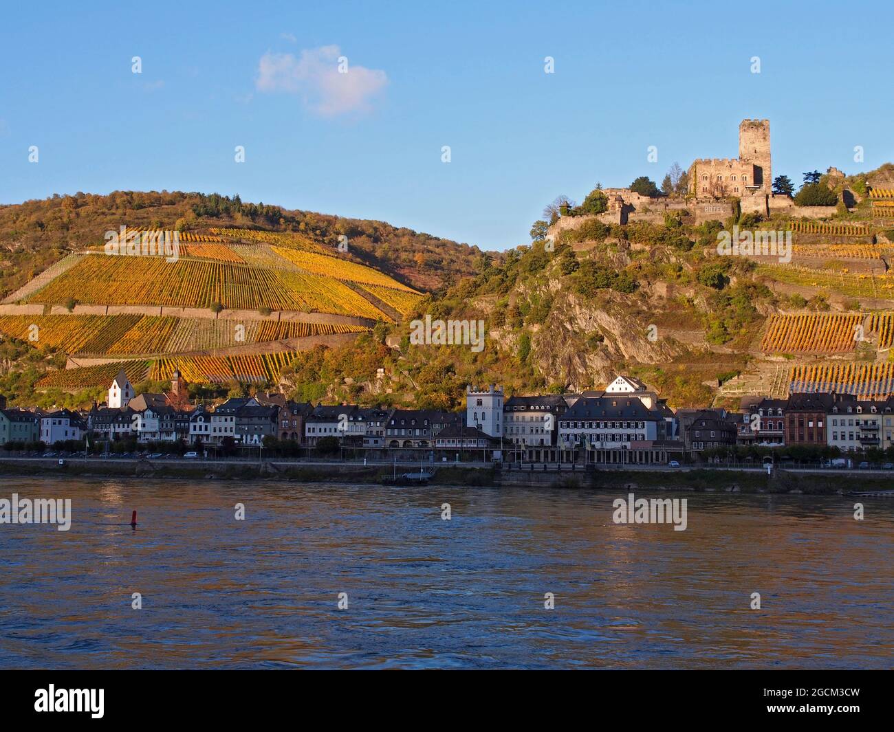 Pfalzgrafenstein Castle on the Rhine River in Germany taken from cruise ship Stock Photo