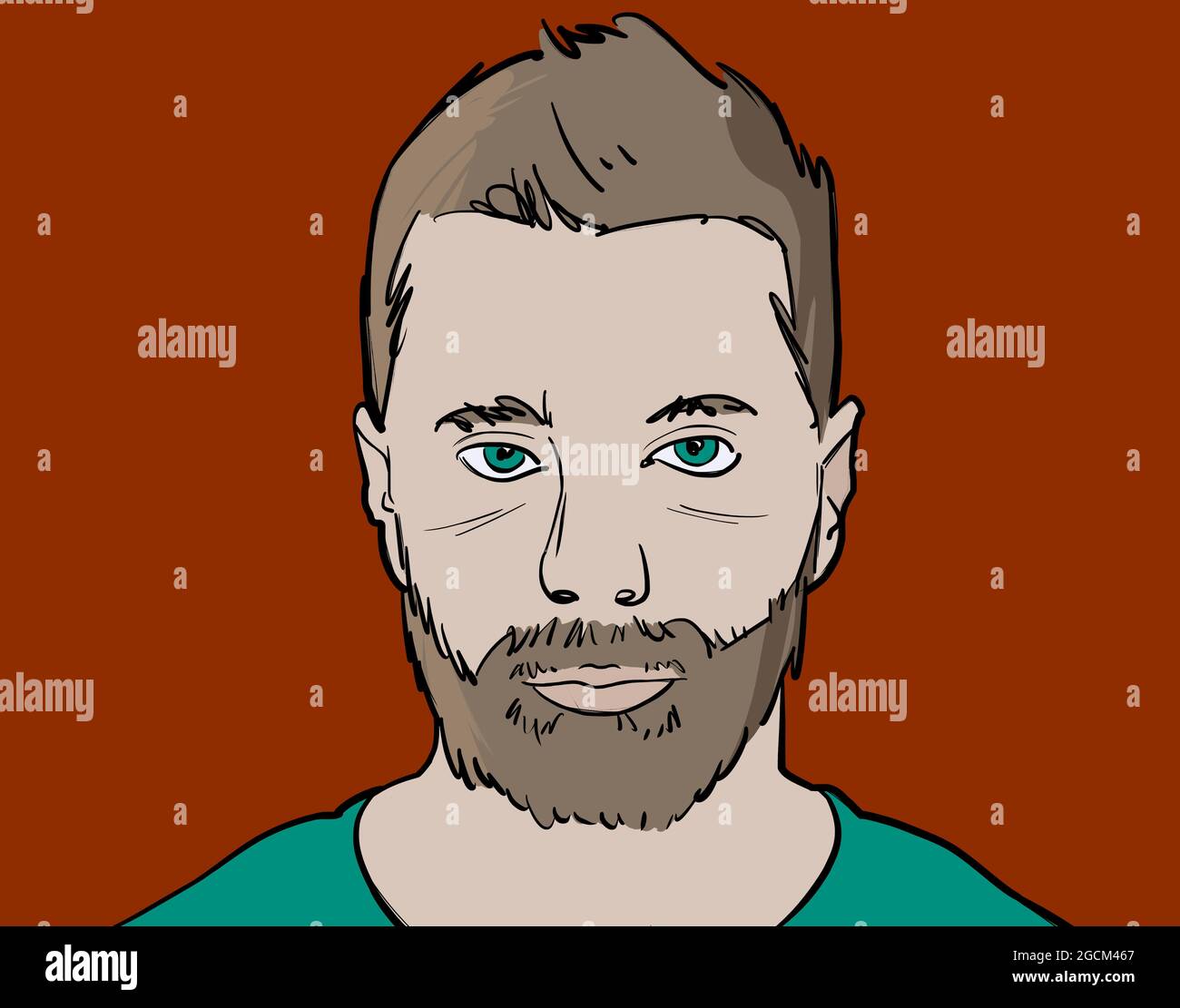 Guy with a thick beard and green eyes Stock Photo
