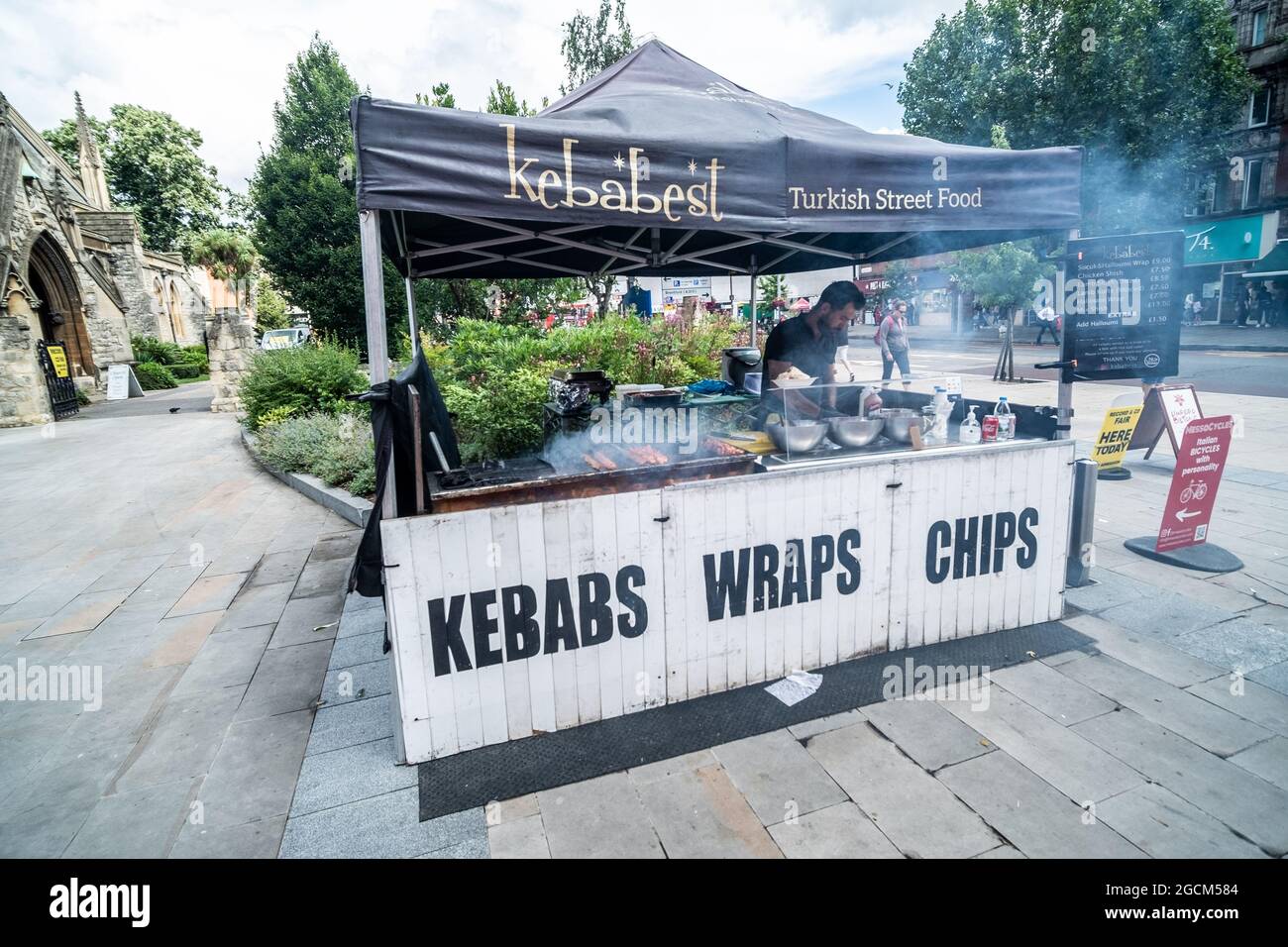 London- August, 2021: Food Market at St George Dickens Yard in Ealing Broadway Stock Photo