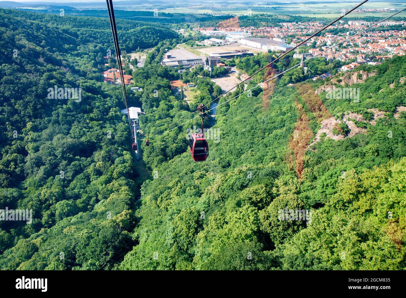 Small cable car in the mountains in the Harz, Germany Stock Photo