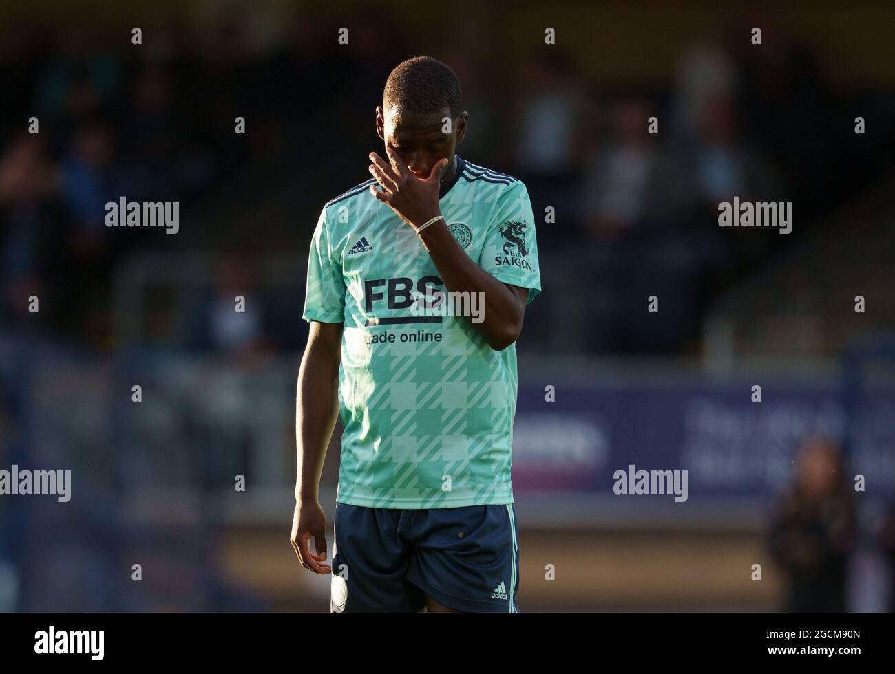 High Wycombe, UK. 28th July, 2021. Boubakary Soumare of Leicester City during the 2021/22 Pre Season Friendly match between Wycombe Wanderers and Leicester City at Adams Park, High Wycombe, England on 28 July 2021. Photo by Andy Rowland. Credit: PRiME Media Images/Alamy Live News Stock Photo